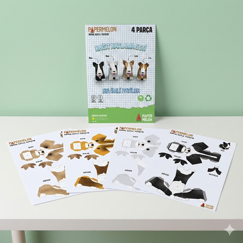 Sevimli Patiler Kağıt Katlama Seti - Köpek Temalı Papercraft Seti