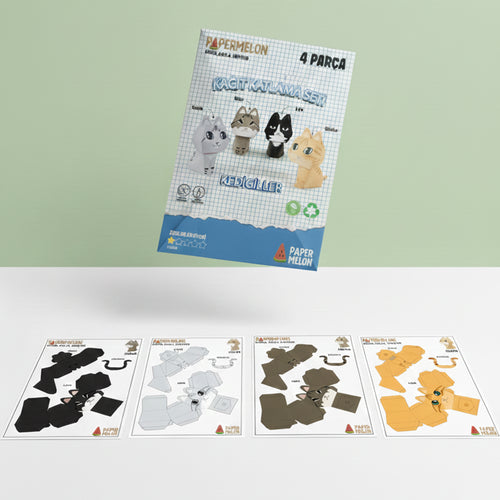 Kedigiller Kağıt Katlama Seti - Kedi Temalı Papercraft Seti